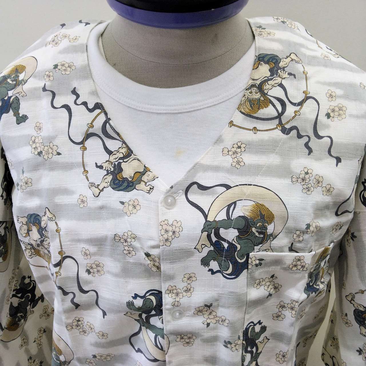 鯉口 こいくち ダボシャツ 風神雷神プリント オフ白 特大 festival clothes