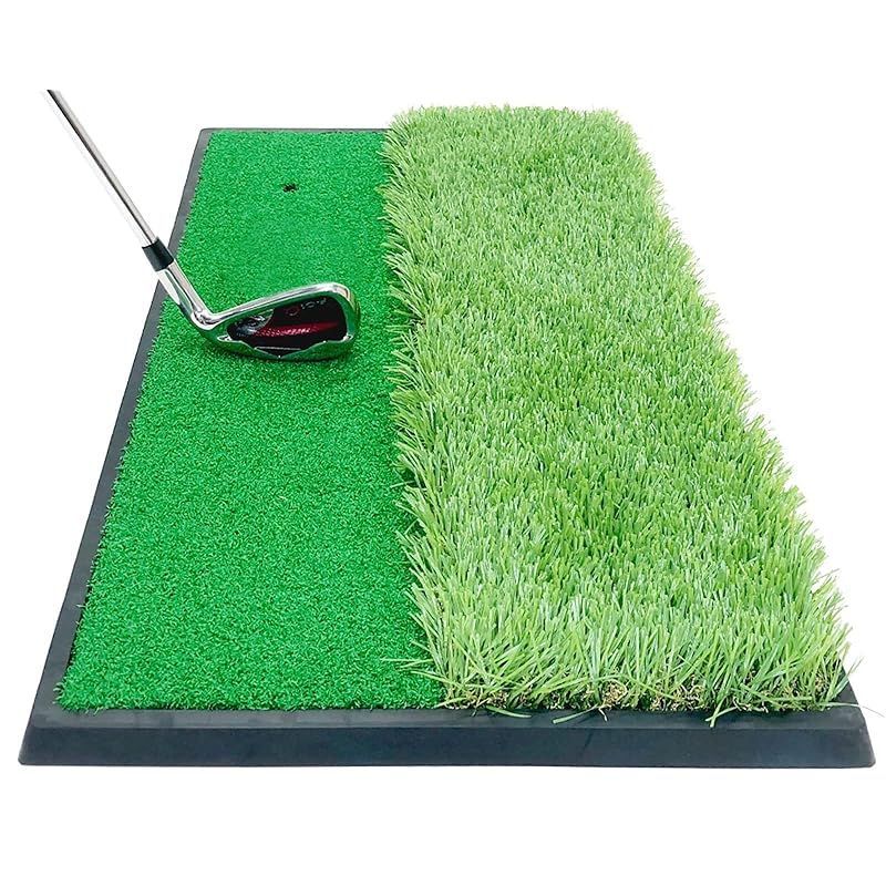 GolfStyle ゴルフマット ゴルフ 練習 マット 2WAY 人工芝 ラフ フェアウェイ ゴムマット土台が重いから動かない 素振り スイング 練習器具 室内 屋外 33×62cm 単品