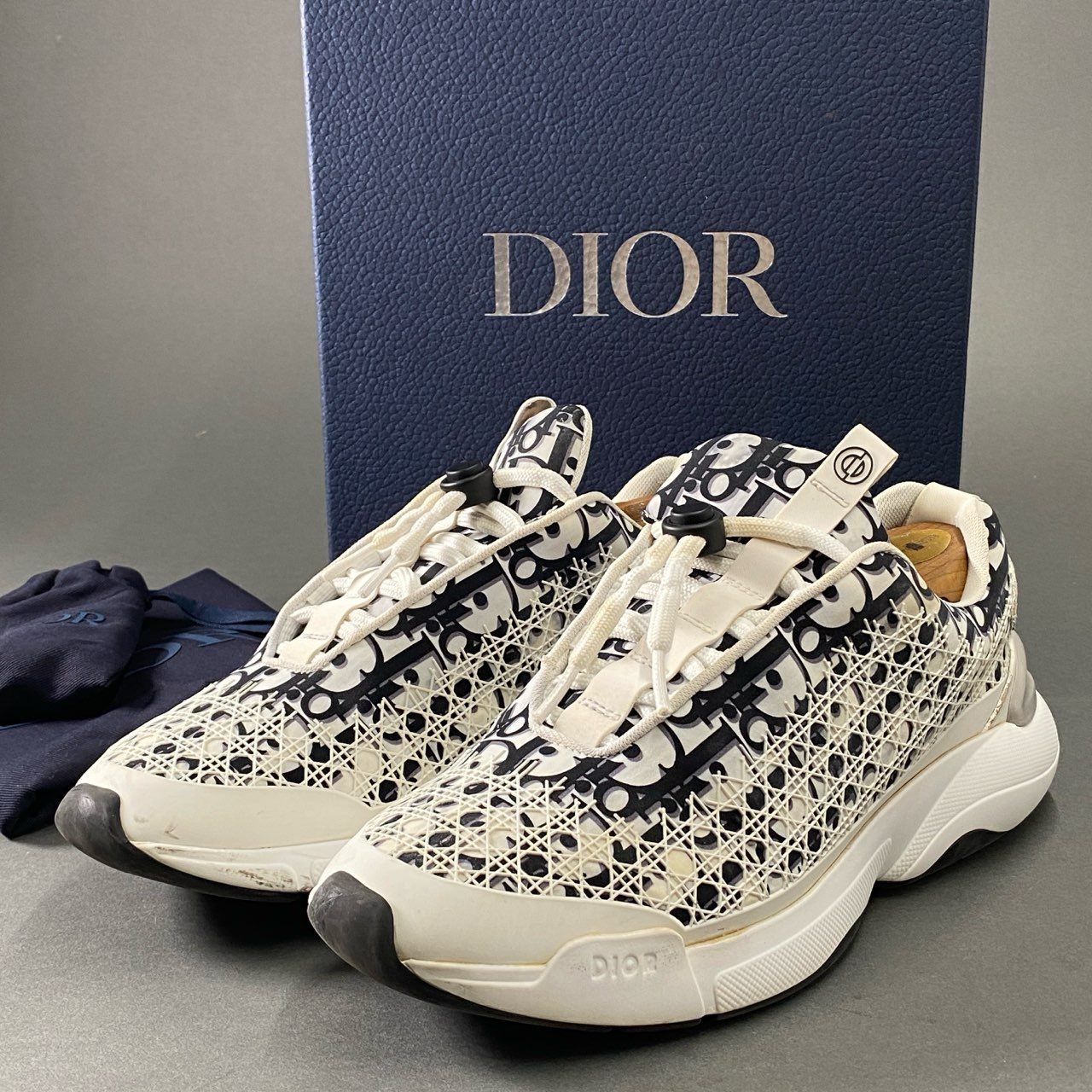 1j1 Christian Dior クリスチャンディオール オブリーク トロッター カナージュ ローカットスニーカー シューズ 42 ホワイト  ネイビー - メルカリ