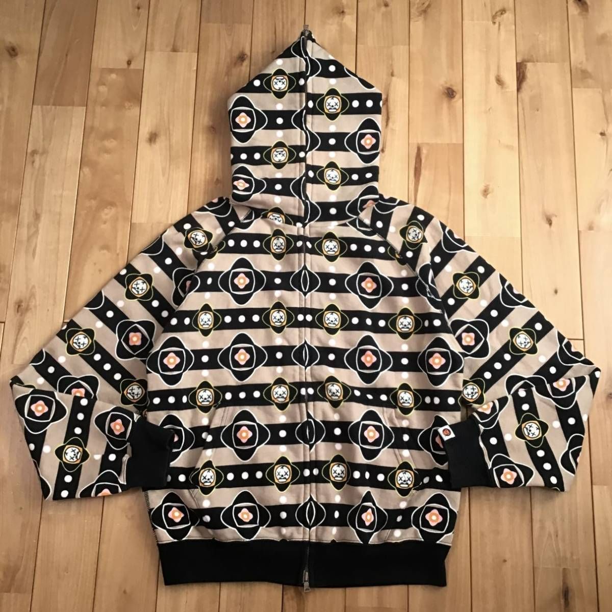 激レア KAWS マイロ モノグラム フルジップ パーカー Sサイズ カウズ a bathing ape BAPE full zip hoodie milo エイプ ベイプ