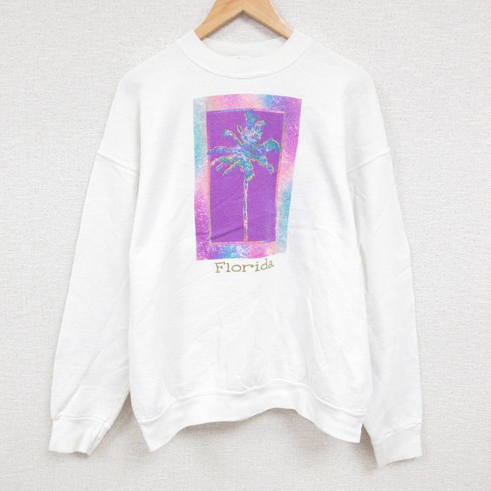 XL/古着 フルーツオブザルーム 長袖 スウェット メンズ 00s フロリダ 大きいサイズ クルーネック 白 ホワイト 24sep03 中古 スエット トレ