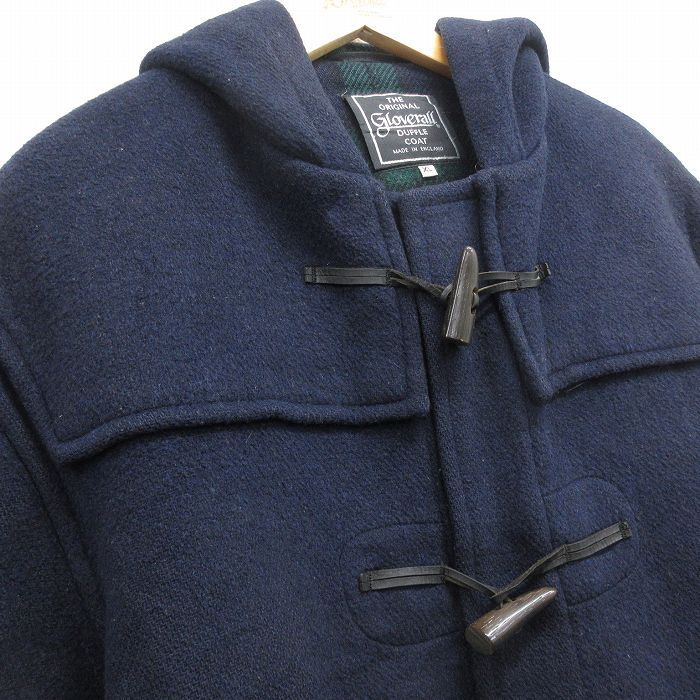 XL 古着 グローバーオール 長袖 ウール ダッフル コート メンズ 大きいサイズ ロング丈 紺 ネイビー spe 25oct04 アウター
