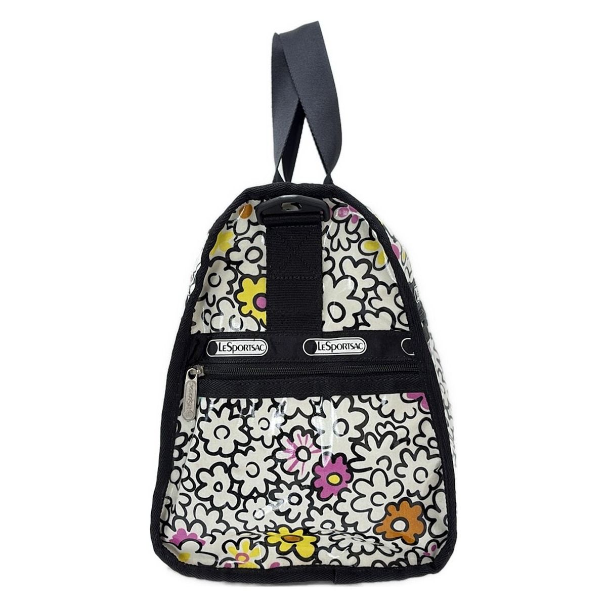 LESPORTSAC レスポートサック ボストンバッグ - 白×黒×マルチ 花柄 本体ロックなし