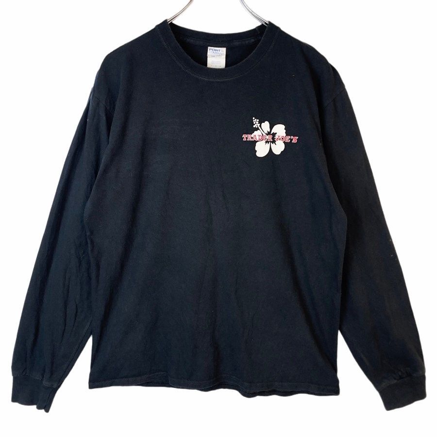 ポートu0026カンパニーPortu0026Company長袖TシャツロンTトレーダー ジョーズTRADER JOE'Sハイビスカスハワイアン両面プリント黒ブラック白ホワイト赤レッドvintageヴィンテージ40916
