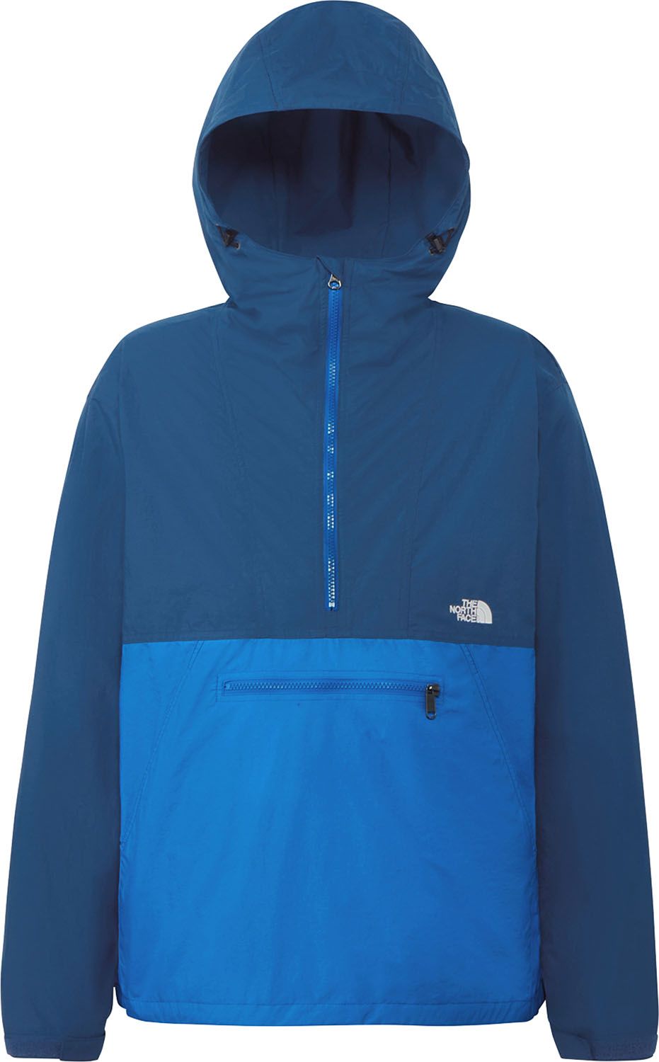 ザ ノース フェイス THE NORTH FACE アウトドア コンパクトアノラック Compact Anorak メンズ ハーフジップ ウインドブレーカー トップス ウェア フード ロゴ 撥水 防風 ポケット 静電ケア NP OH マウンテンブルー×ヒーロ