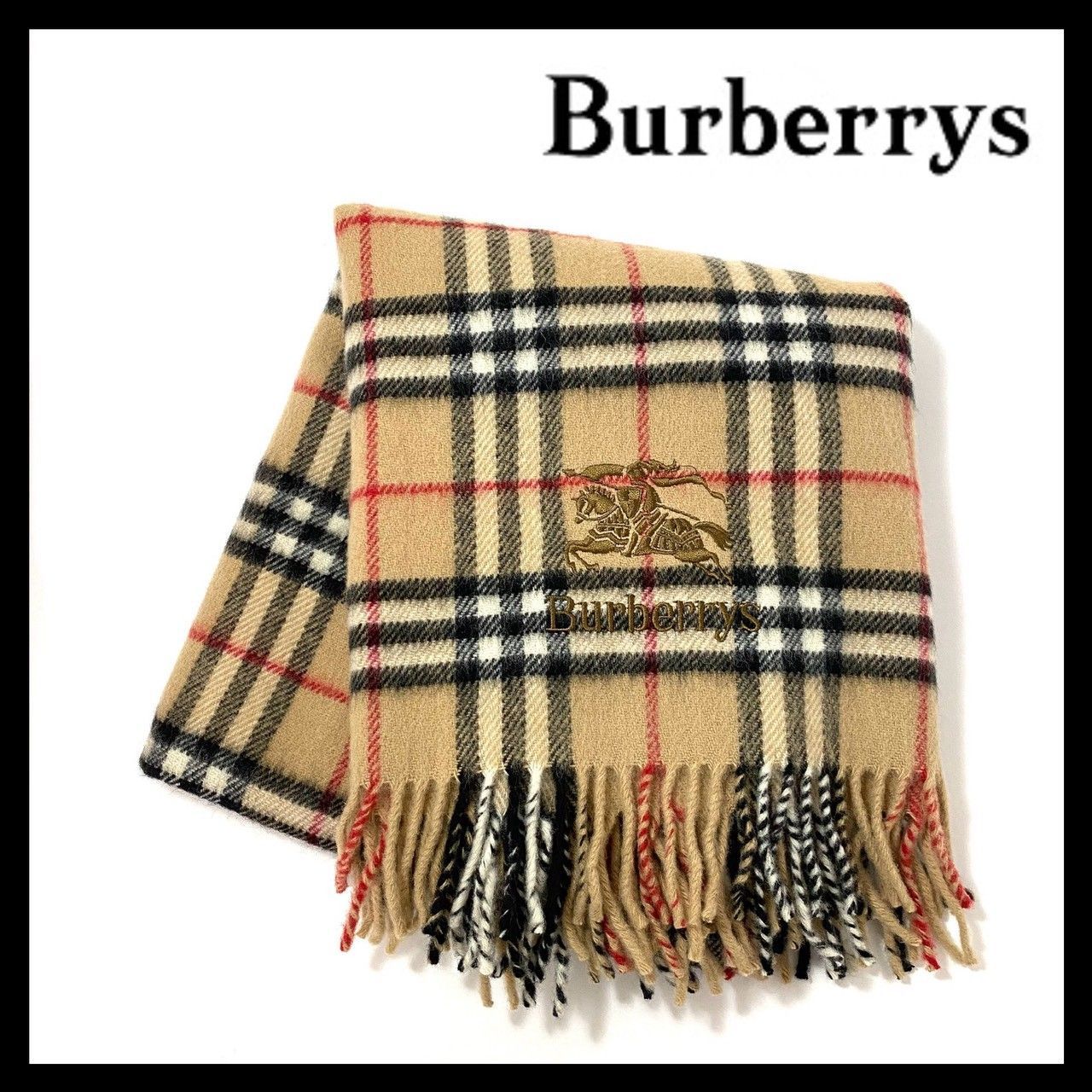 CH【Burberrys】ノバチェック ひざ掛け ウール/毛 100% ベージュ