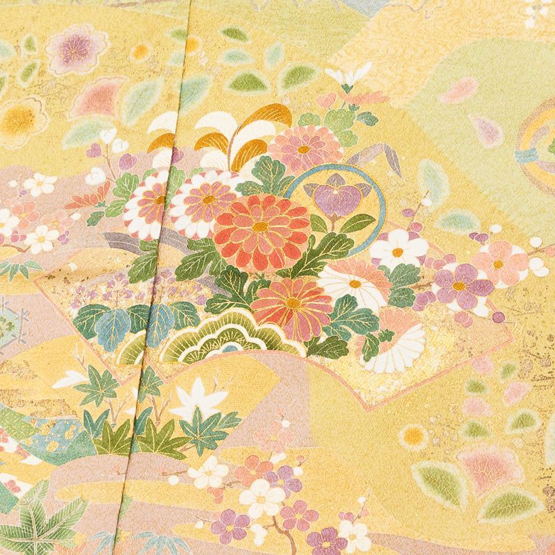 記念感謝祭【仕立無料】工芸唐絞り美術染吉祥四季花辻ケ花文訪問