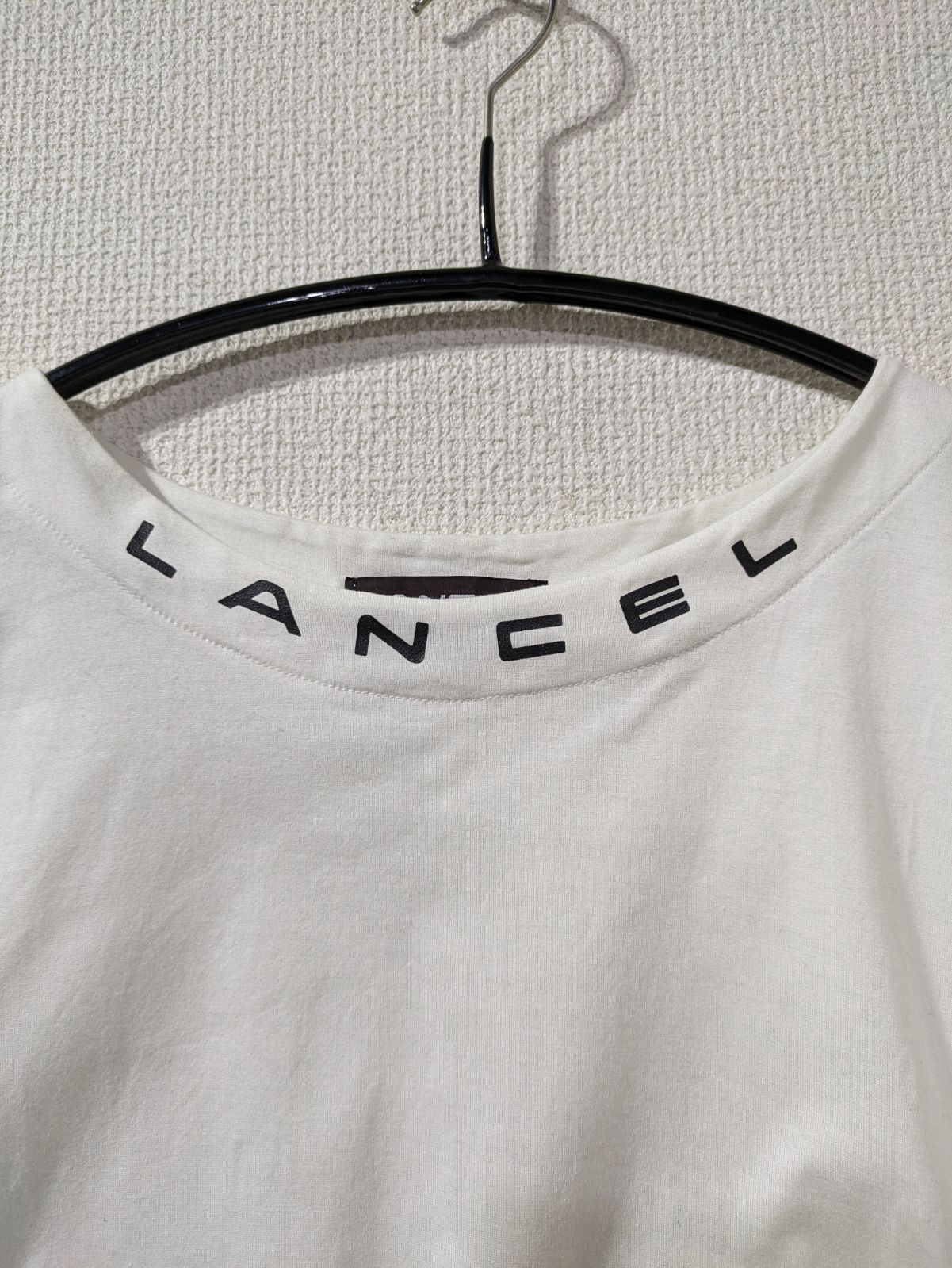 LANCEL レディース ロゴプリント 半袖Tシャツ Mサイズ ホワイト コットン100%