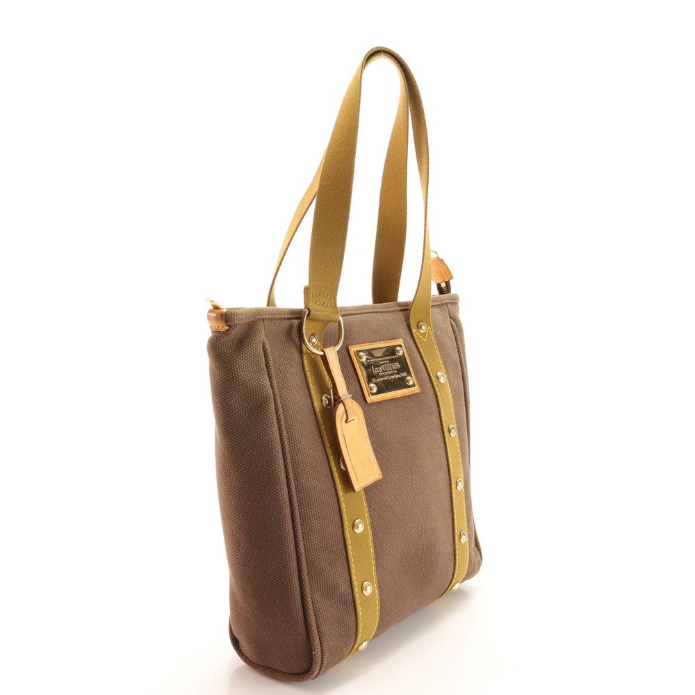 美品 ルイヴィトン アンティグア カバ MM ブラン M40086 レザー