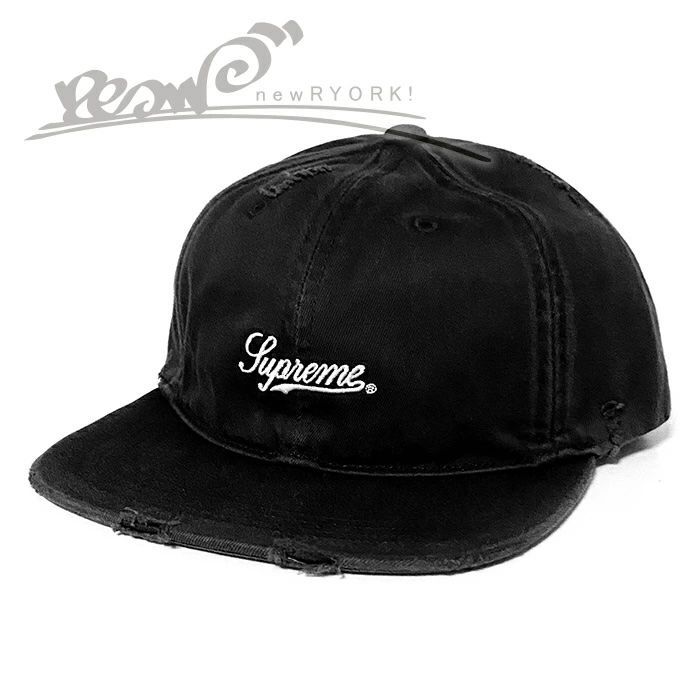 Supreme Script Logo 6-Panel CAP Black 黒 美品】Supreme 17SS Script