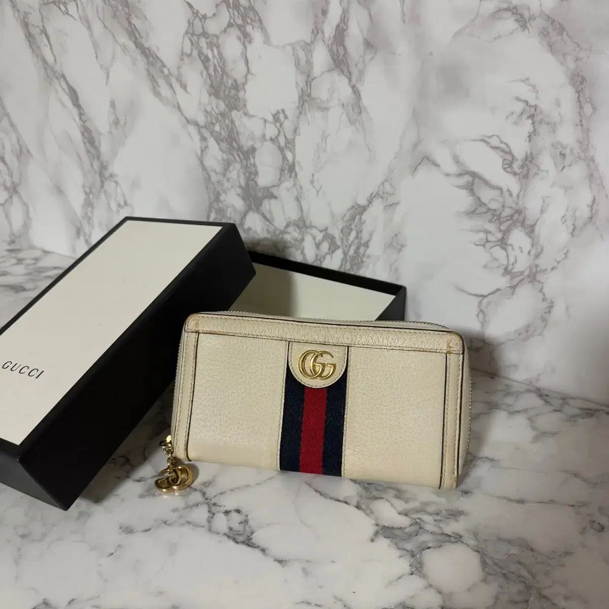 美品 GUCCI グッチ 長財布 オフィディア GG ファスナー シェリー