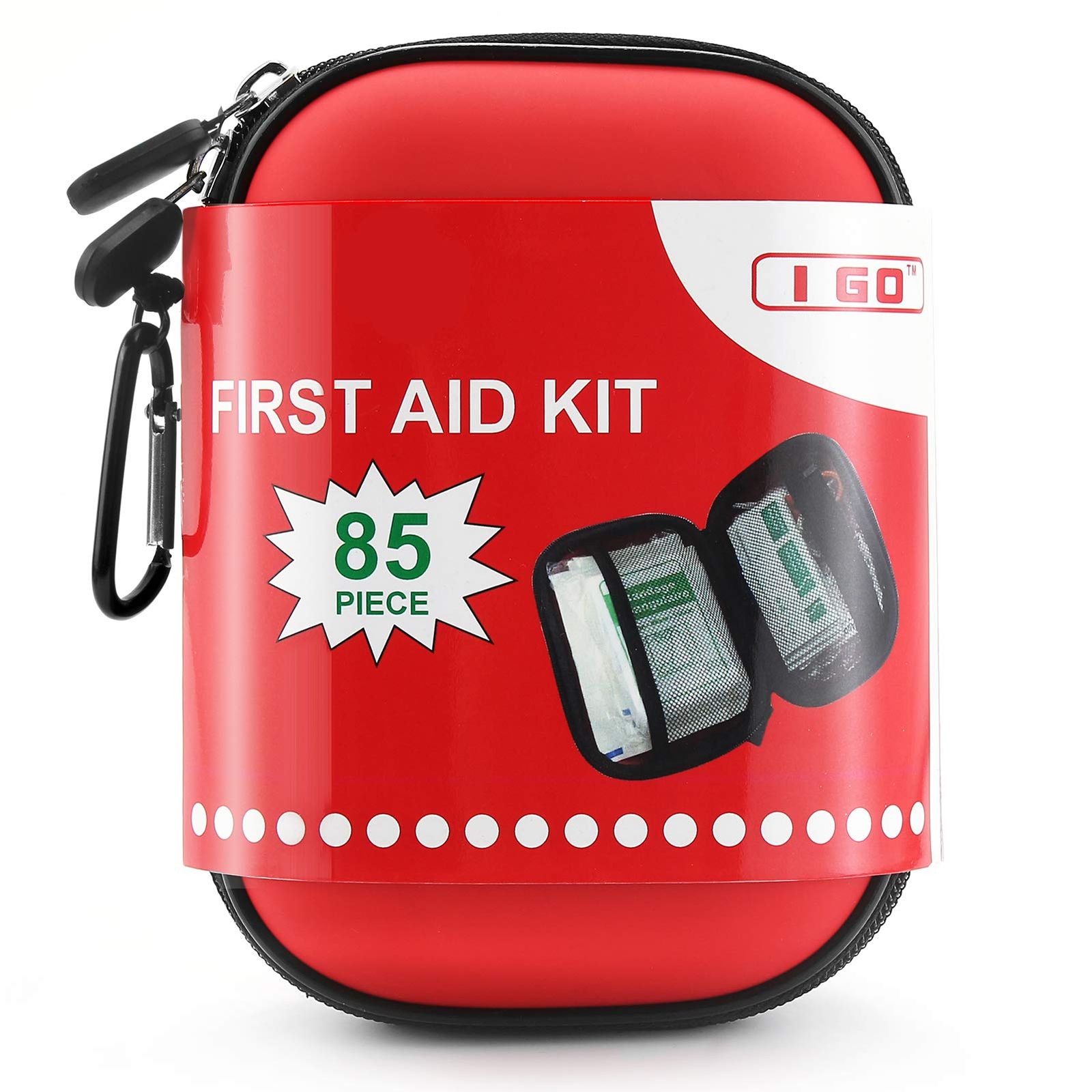 I GO First Aid Kit For Survival and Emergencies (85 Pieces) Light, Waterproof, Compact, and Comprehensive - Perfect for Home, car