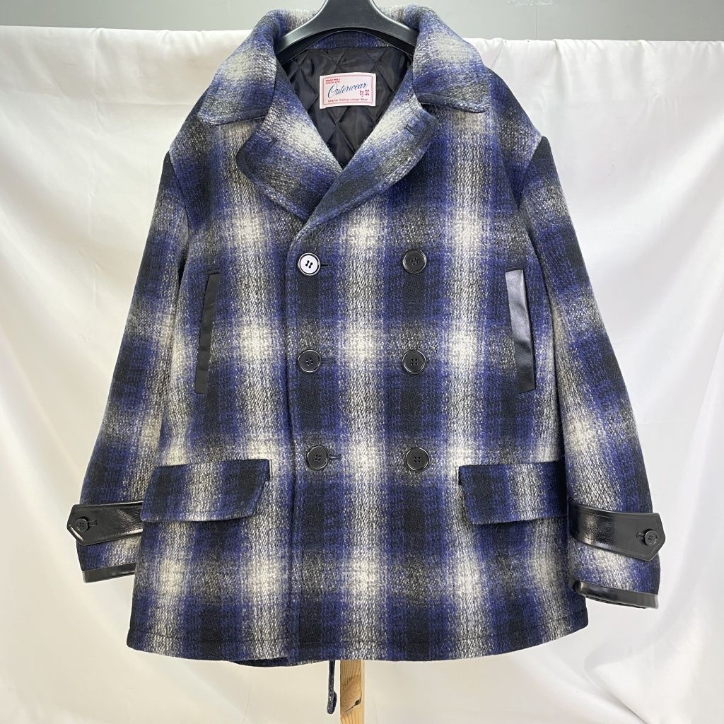 01w-3381 SUBCULTURE  サブカルチャー  オンブレチェックコート  サイズ3   ネイビー  日本製  メンズ  アウター  ウール  キムタク  Lサイズ相当 美品  SCJK-A2402  【中古品】