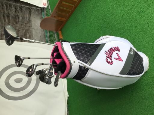 キャロウェイ SOLAIRE 2018 8S キャディバッグ付き ピンク レディース クラブセット CS オリジナルカーボン フレックスL レディース 女性用 右利き 右用 Nランク ゴルフクラブ