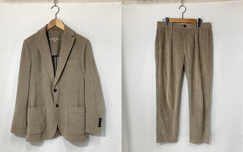 CIRCOLO 1901 チルコロ 1901 セットアップ 3204-404005 コーデュロイ JKT パンツ メンズ サイズ48 Lサイズ相当 ベージュ SETUP A14840◆