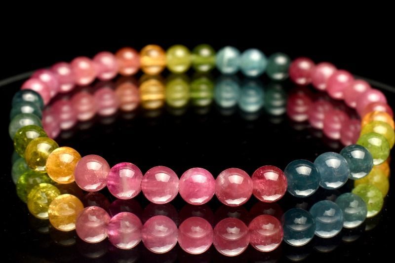 1点物】AAAA☆キャンディーカラー トルマリン 5mm ブレスレット