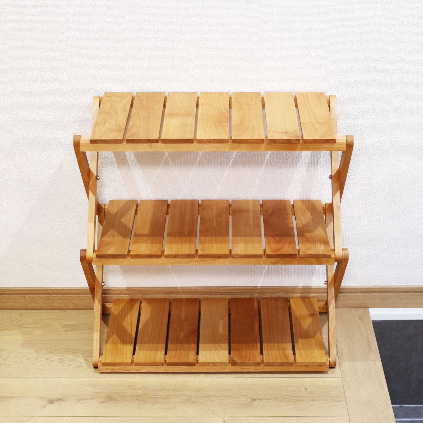 昭和レトロ 木製3段棚 飾り棚／本棚　折りたたみ 昭和レトロ 木製3段棚 飾り棚／本棚 折りたたみ