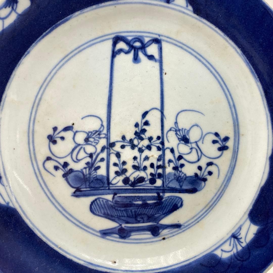 中国清時代 青花華図 中皿 直径20.1㎝ 東な6-0814
