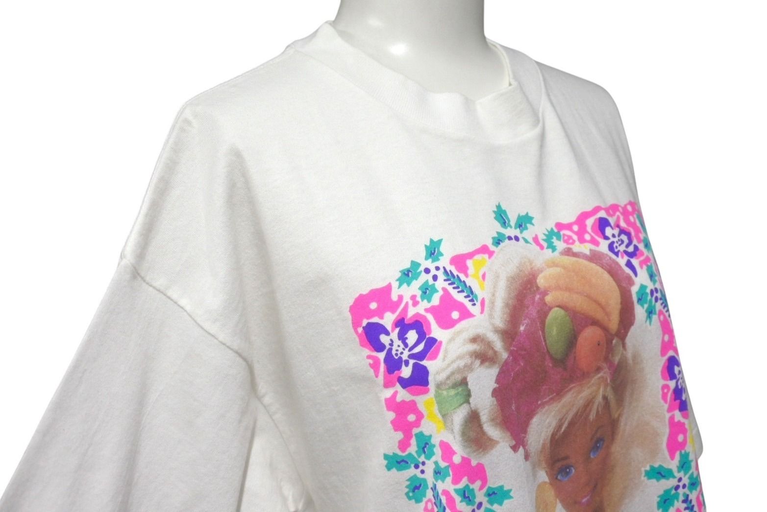 極美品 VINTAGE ヴィンテージ 90's Barbie Doll バービー人形 Tシャツ サイズL 1991年 ホワイト マテル社 中古 4b001550 極美品 VINTAGE ヴィンテージ 90's Barbie Doll バービー人形 Tシャツ