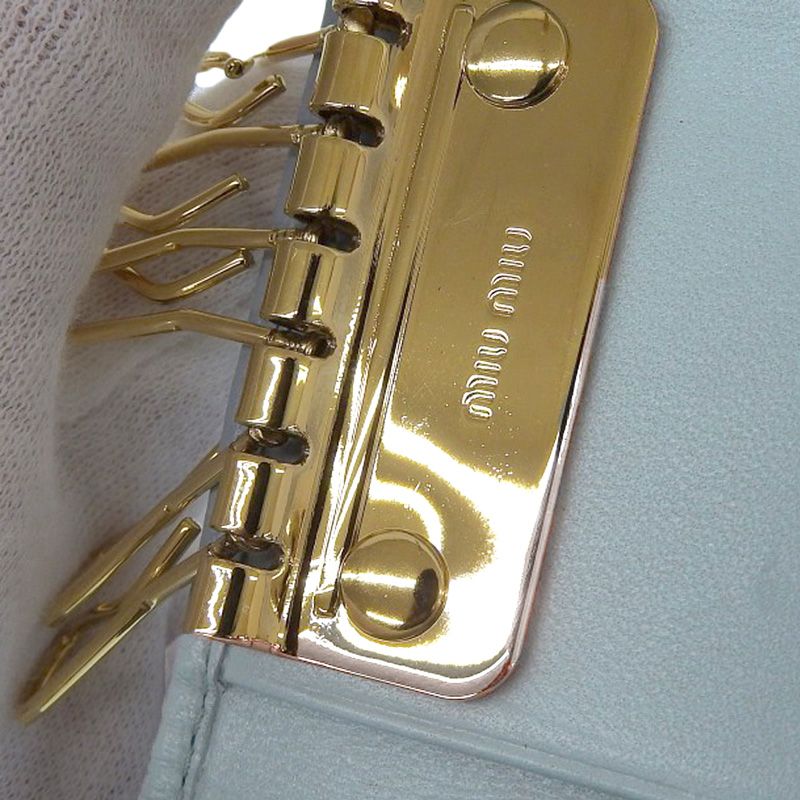 ミュウミュウ MIUMIU マテラッセ キーケース 6連 レザー ライトブルー  