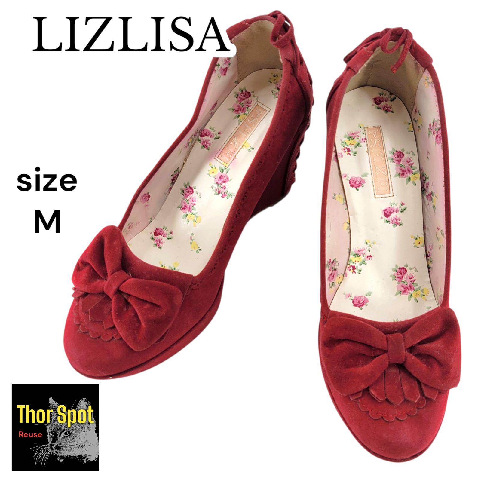 LIZLISA ビジューストラップ2連リボンパンプス LIZLISA ビジュー