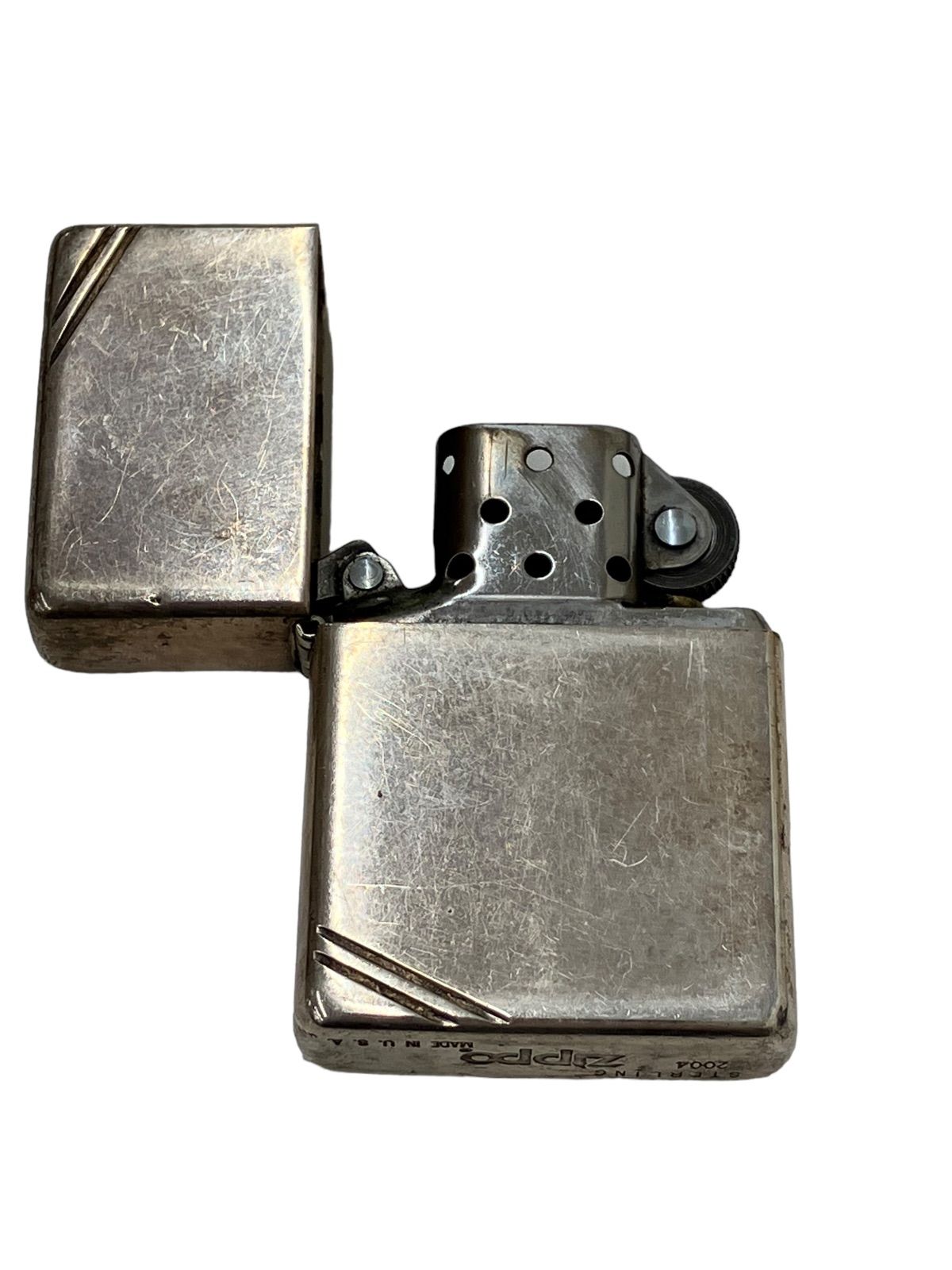 ZIPPO ジッポー 2004年 スターリングシルバー ダイアゴナルライン