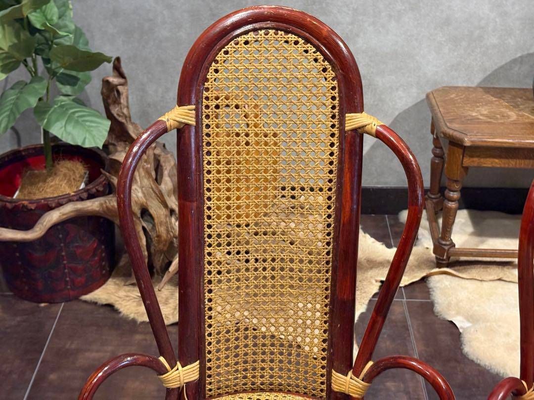 ヴィンテージ　ラタン　籐　ハイバックチェア　カゴメ編み　クラシック　2脚　RZ ヴィンテージ ラタン 籐 ハイバックチェア カゴメ編み クラシック 2脚 RZ