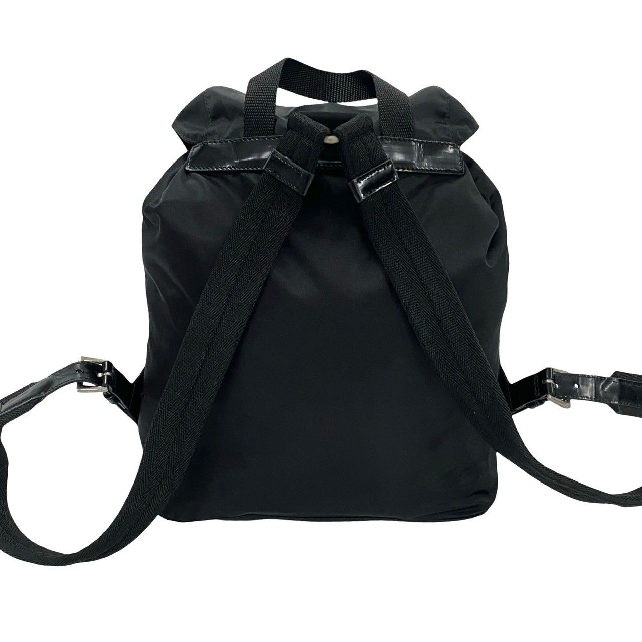 極 美品 PRADA プラダ 三角ロゴ 金具 ナイロン レザー リュック