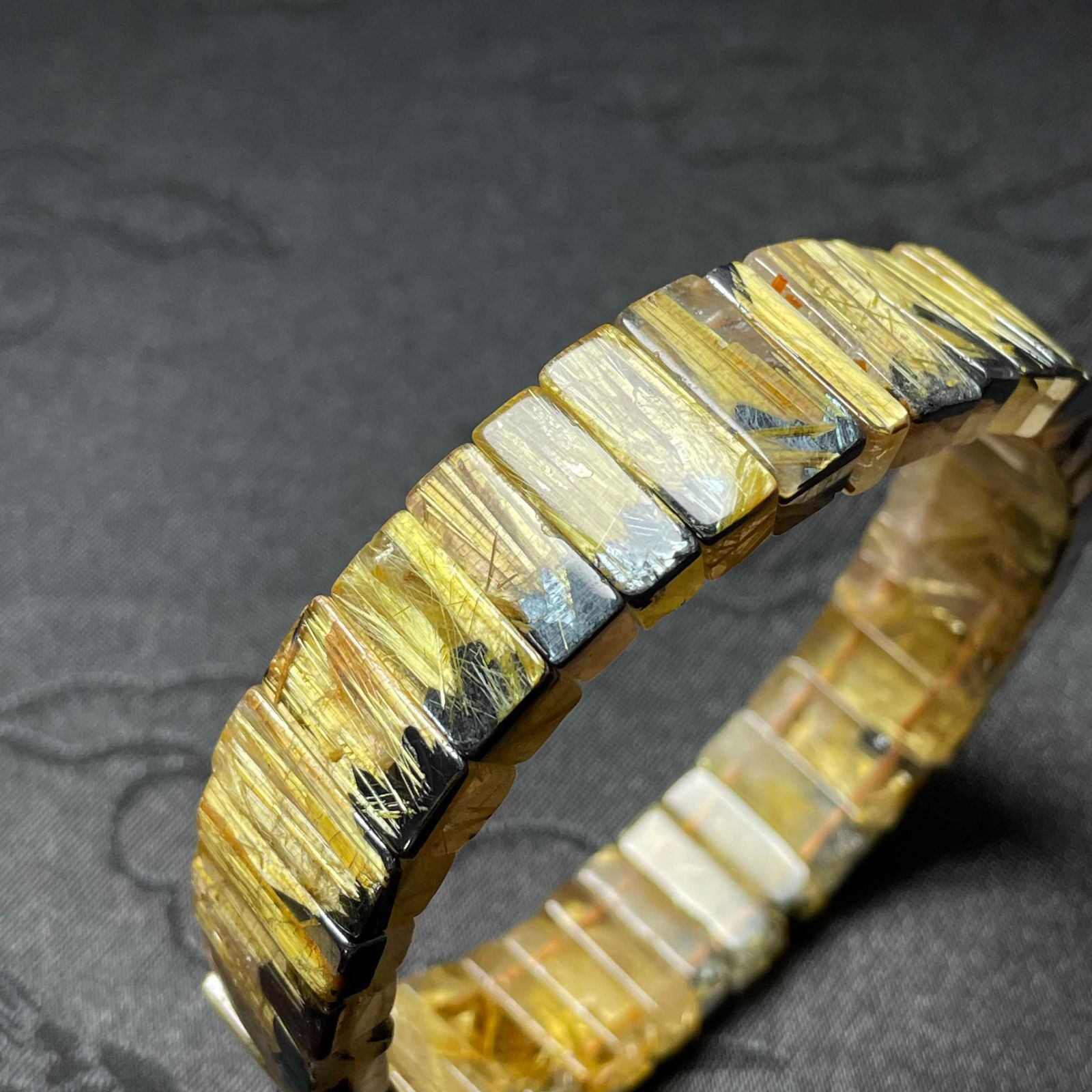 上品EU製 太陽花タイチンルチルバングル 黄金針水晶 ゴールド ブレスレット パワーストーン プレゼント 14.1 5.7 5.3mm ZB9354 FORTGASGNV_COM_BR