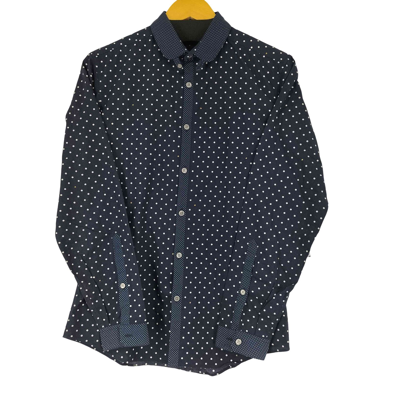 ポールスミス ロンドン ドット 水玉 切り替え シャツ 日本製 ネイビー