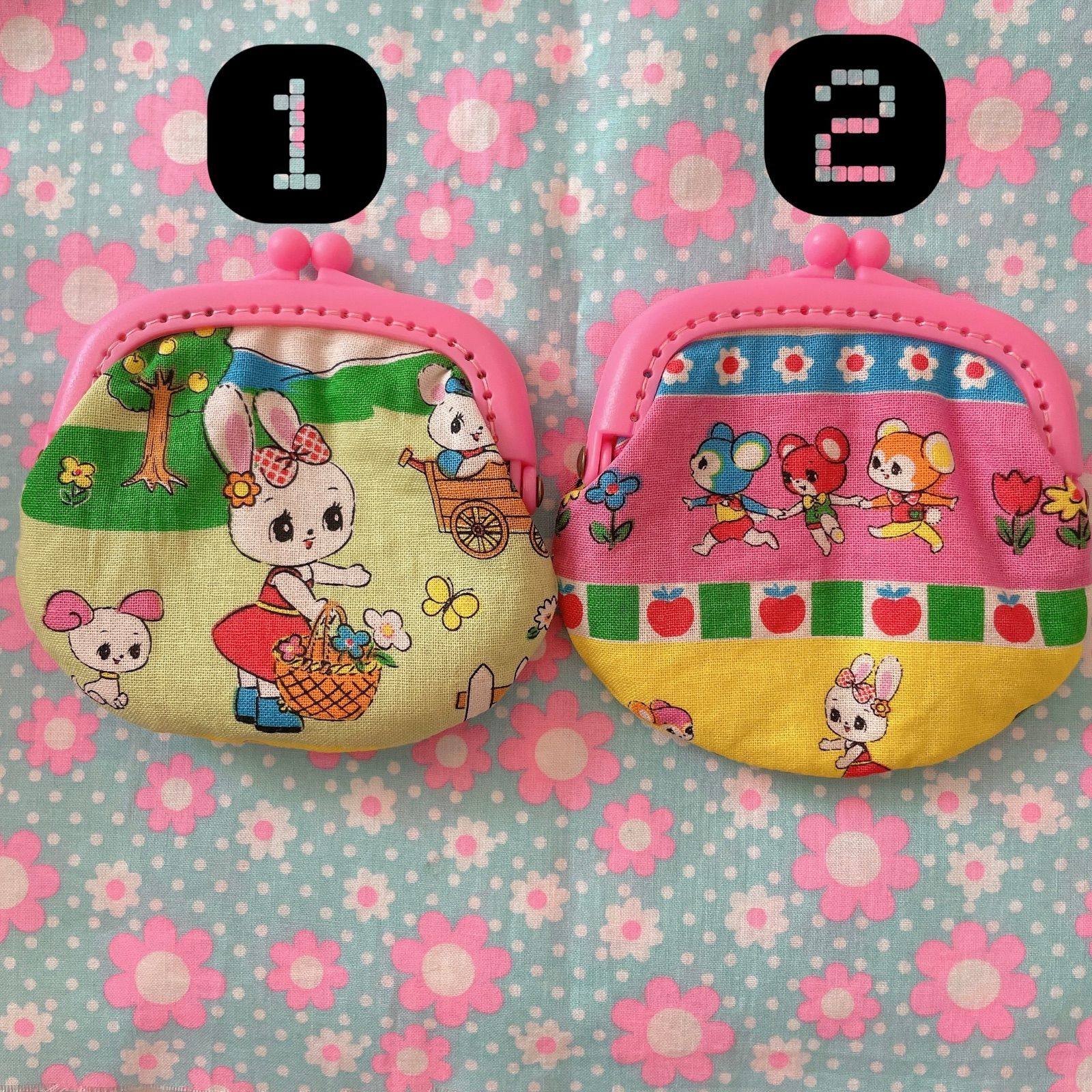 ﾊﾝﾄﾞﾒｲﾄﾞ☆昭和レトロがま口ポーチ・小銭入れ ハニーチューン - メルカリ