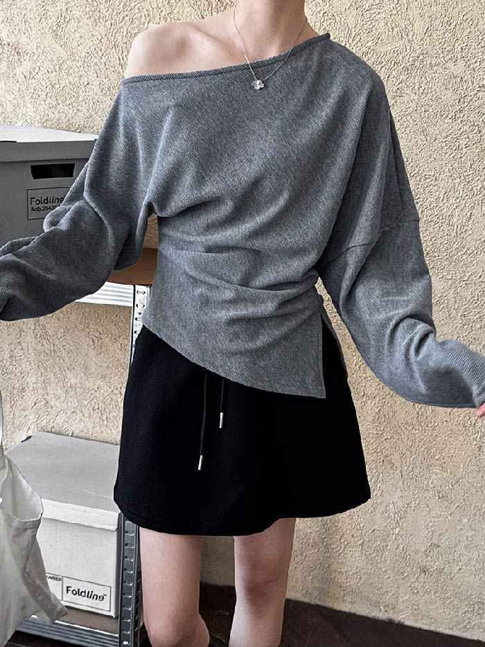 Tシャツ オフショルダー レディース 長袖 オープンショルダー
