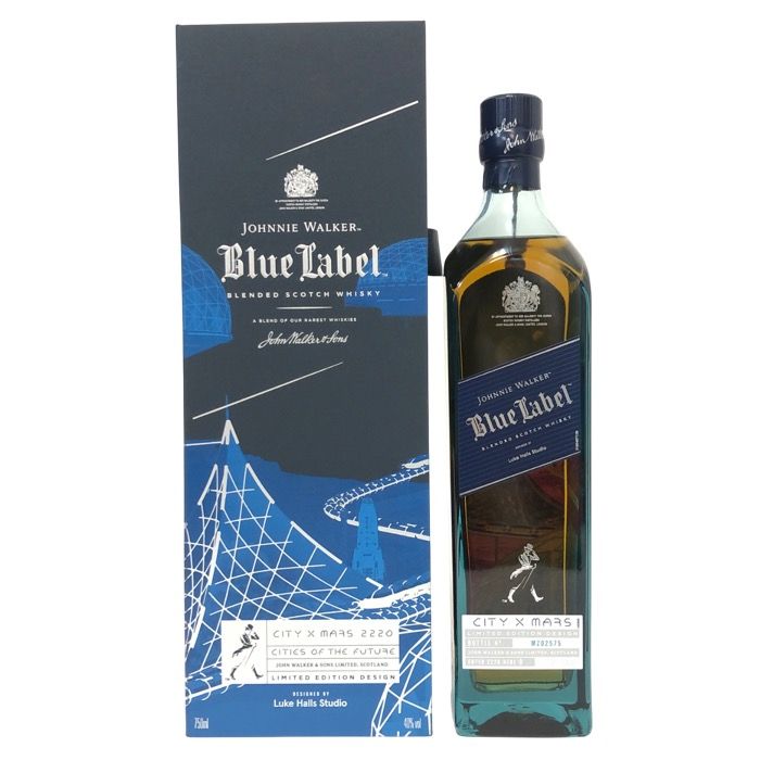 Johnnie walker blue label ジョニーウォーカー ブルーラベル 未開栓 750ml 40度 ブレンデッド スコッチ シティ × マーズ 2220 ウイスキー