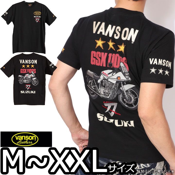 VANSON SUZUKI KATANA 半袖Tシャツ SMV-2402 ブラック バンソン