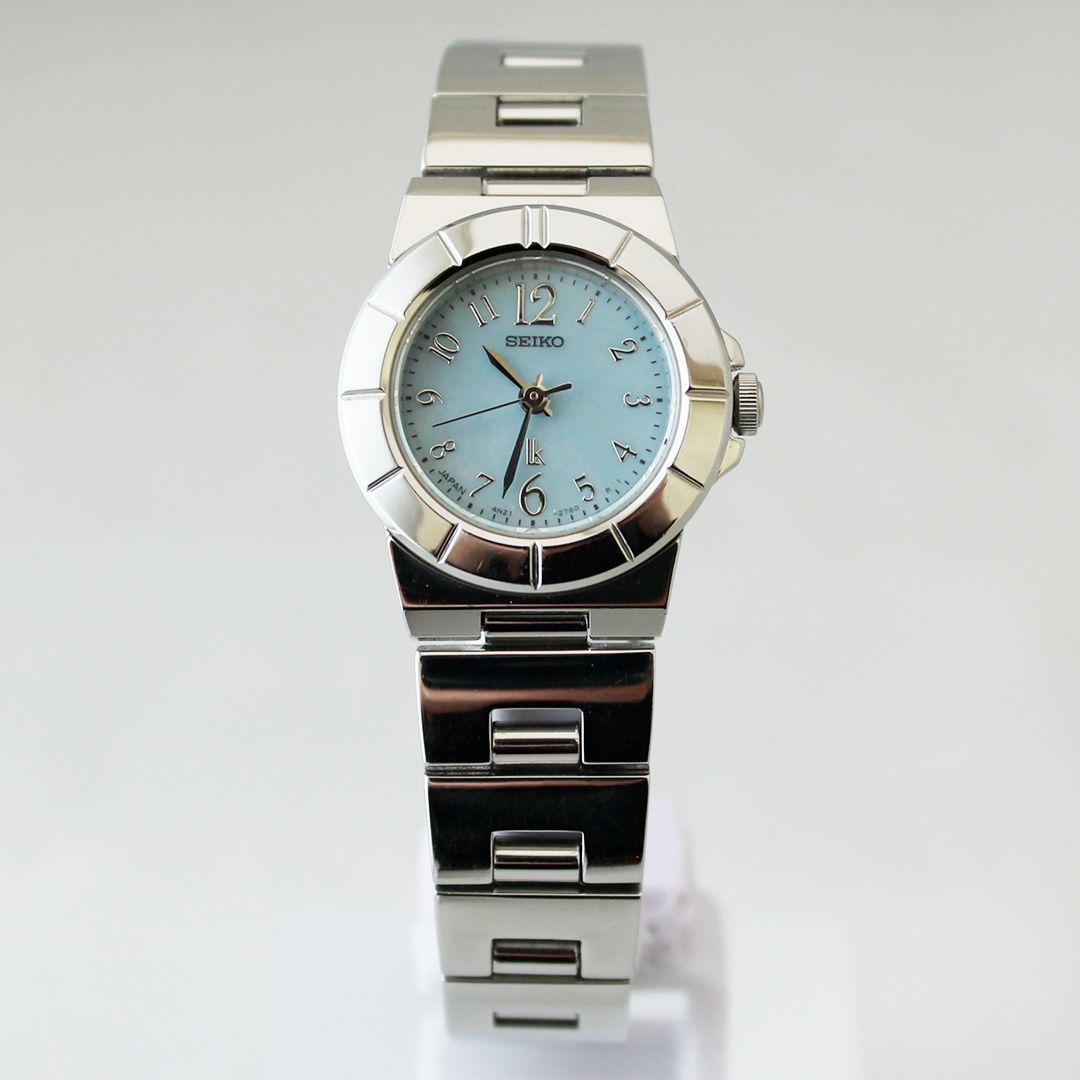 中古 】SEIKO ルキア 4N21-1130 水色 シェル 文字盤 立体ベゼル