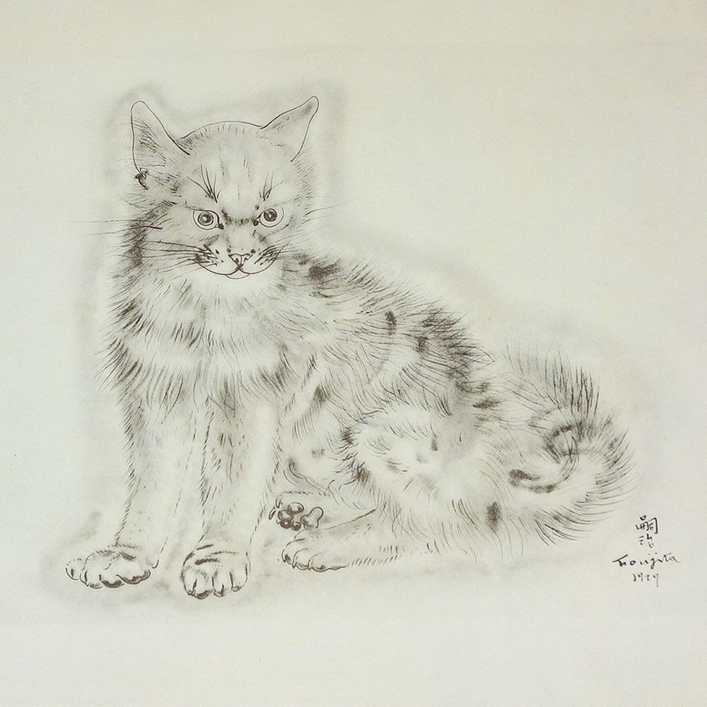 藤田嗣治、縁起の良い巨匠の作品「Alaciel」レゾネ・コロタイプ、サイン入り 藤田嗣治、縁起の良い巨匠の作品「Alaciel」レゾネ・コロタイプ