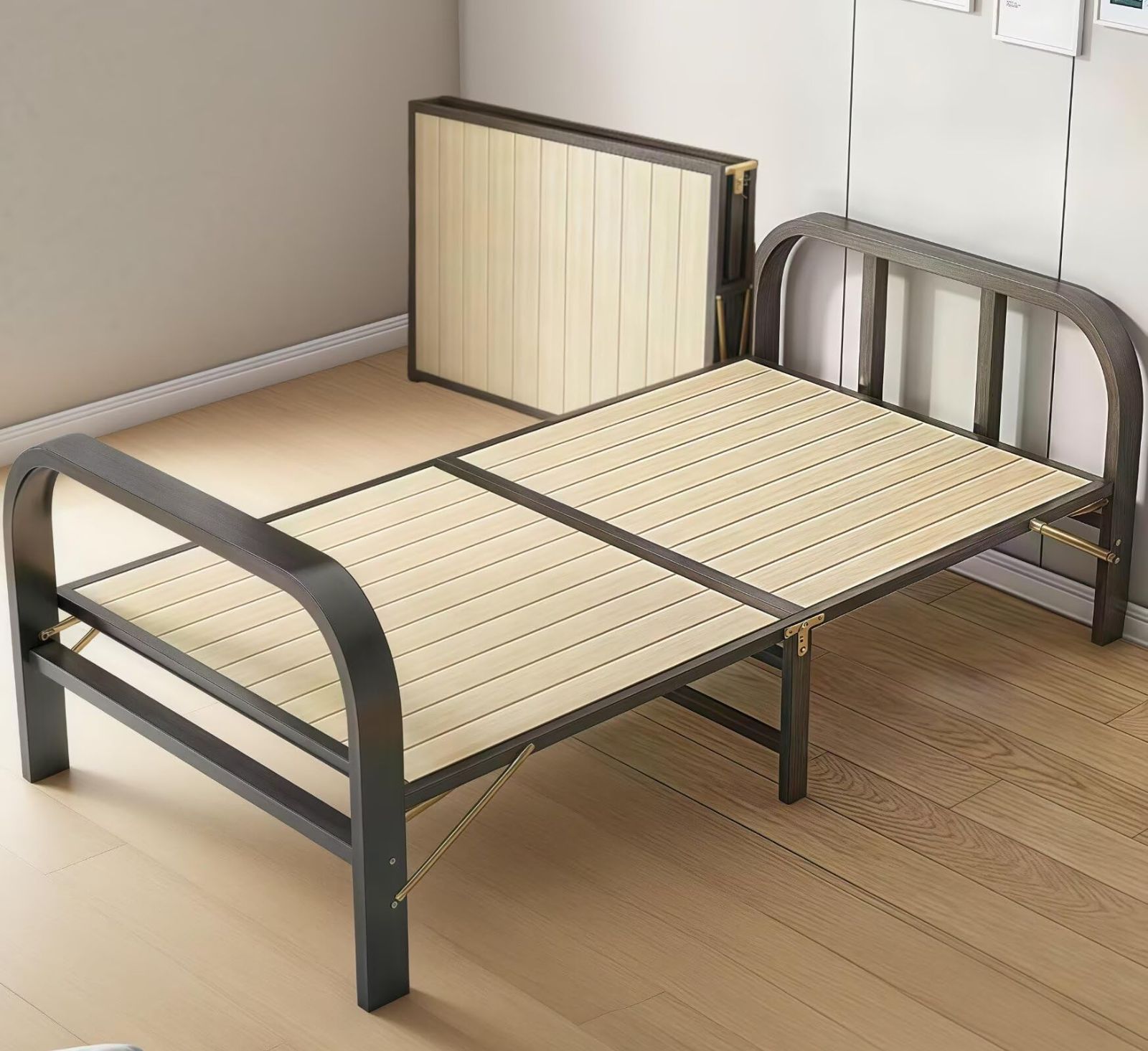 来客用 仮眠用 組み立て不要 完成品 コンパクト収納 通気性 静音 安定 一人暮らし 198x80x35.5cm 頑丈で耐久性 ベッドフレーム 木製 横幅80CM シングル すのこベッド 折りたたみベッド TUIYIDUO