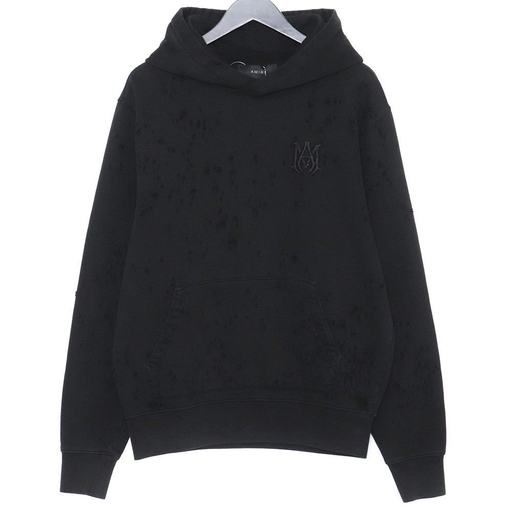 国内発送/AMIRI/Ma Shotgun 刺繍 フーディ Amiri Ma Logo Shotgun Zip Hoodie in Faded Black | FWRD