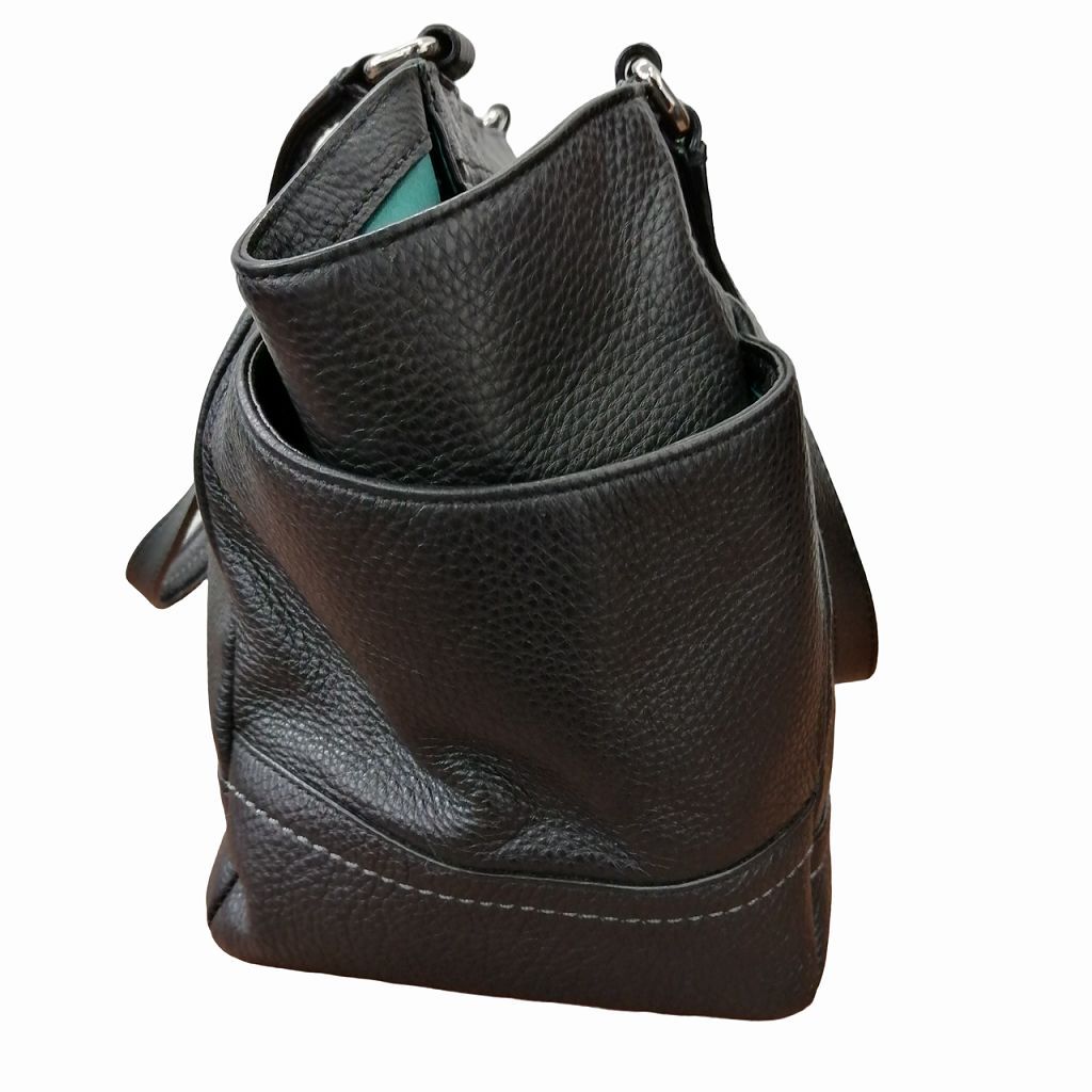 コーチ COACH 美品 シボレザー ハンドバッグ A4 プレートロゴ 本革 黒