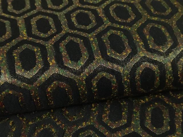 平和屋本店■極上　伝統工芸士　曽根武勇　両面　全通柄袋帯　亀甲文　黒地　逸品　DZAA4837kh5 平和屋本店□極上 伝統工芸士 曽根武勇 両面 全通柄袋帯 亀甲文 黒地