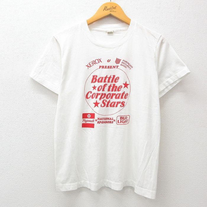 M/古着 スクリーンスターズ 半袖 ビンテージ Tシャツ メンズ 80s XEROX 企業広告 バドライト クルーネック 白 ホワイト 24jun07 中古