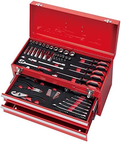 イーバリュー E-Value 整備工具セット ツール80点 ツールチェスト レッド EVAマットトレー仕様 各種メンテナンス作業対応 バイク 自動車 EST-2280RE