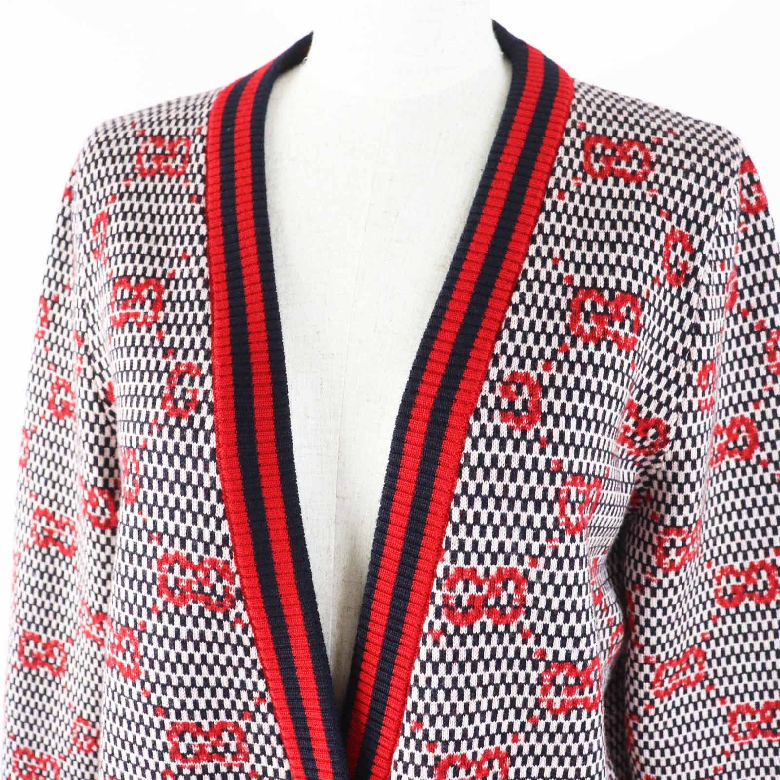 極美品】グッチGG柄ジャガードカーディガン長袖ニットロゴ人気