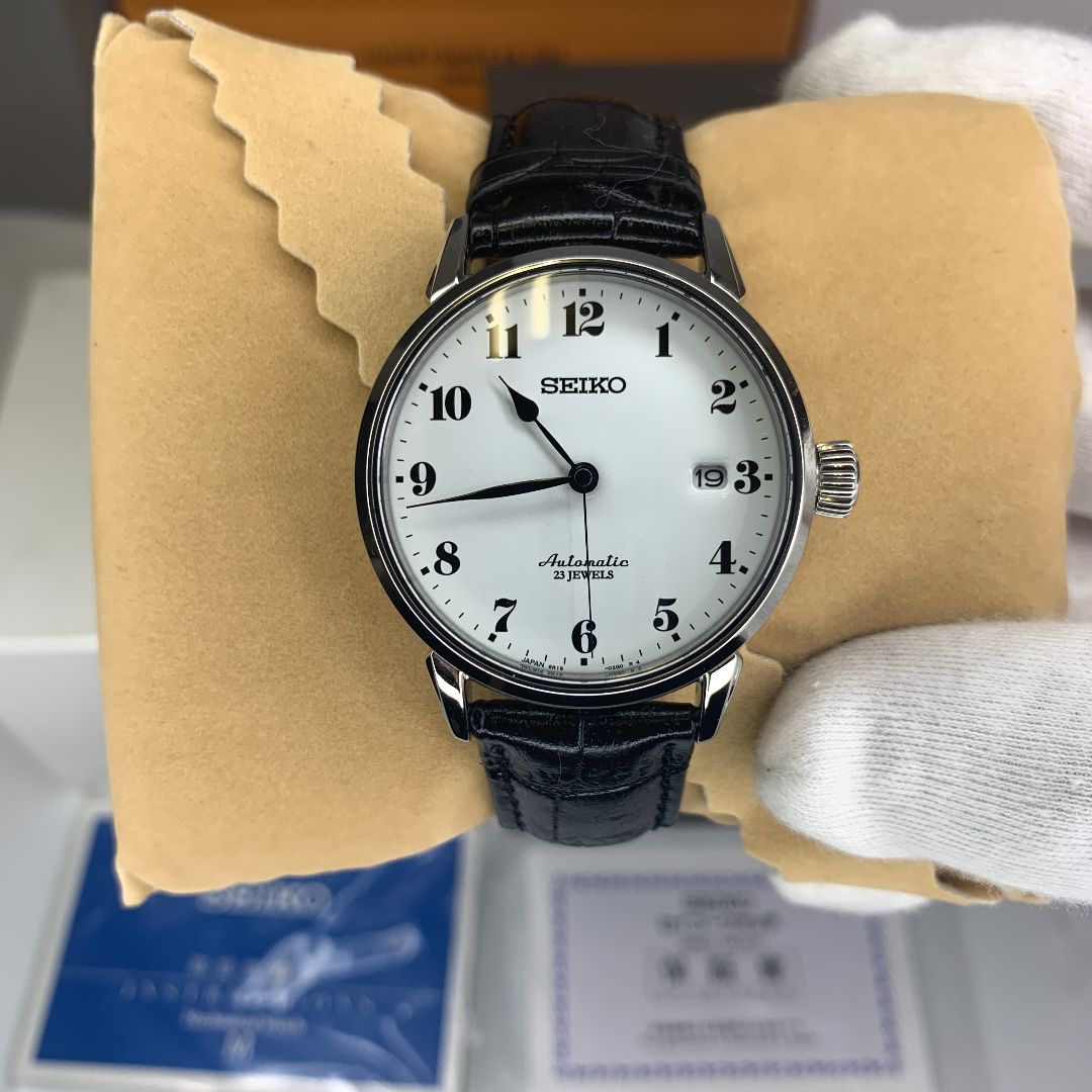 セイコー プレサージュ SARX027 SS 社外革 AT 白文字盤 腕時計