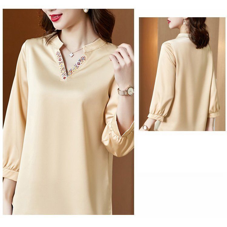 ブラウス レディース 40代 春夏新作 オシャレブラウス 花刺繍シャツ 七