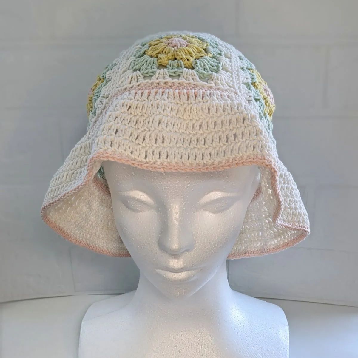 ハンドメイド バケットハット グラニースクエア ハット *102 ハンドメイド バケットハット グラニースクエア ハット *102