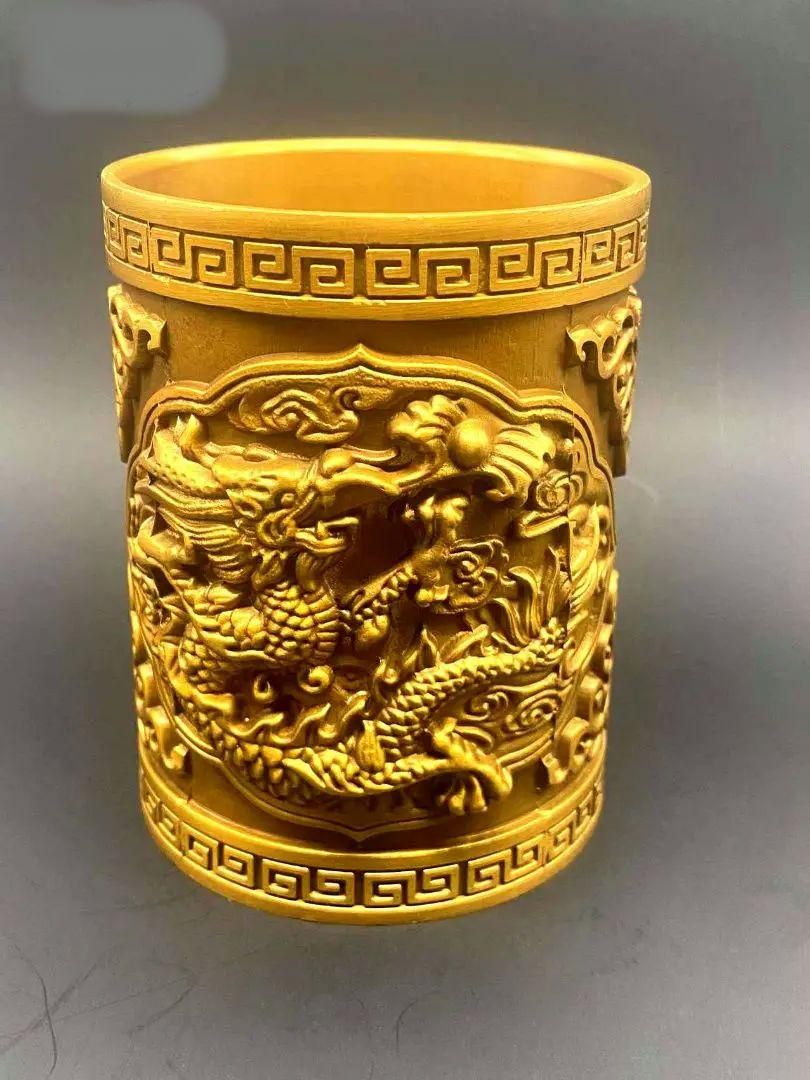 銅製 竜紋硯台 書道具 文房具 文房四宝 装飾品 工芸品 置物