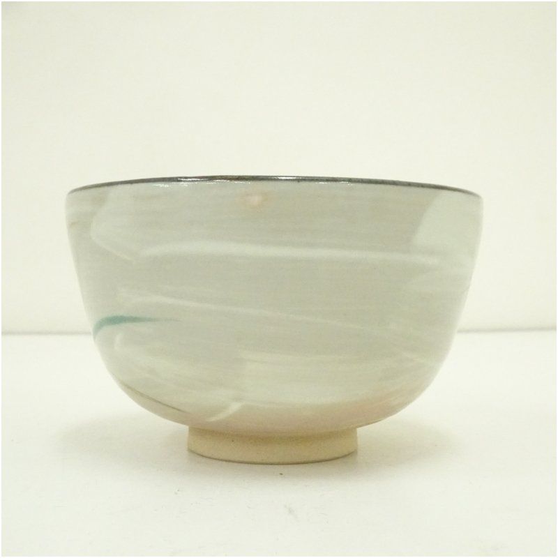 茶道具　京焼　鳴滝窯　橋本城岳造　乾山写　若菜摘み文　茶碗　共布共箱　C5725 茶道具 京焼 鳴滝窯 橋本城岳造 乾山写 若菜摘み文 茶碗 共布共