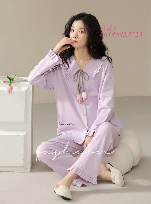 パジャマ レディース 綿100％ ルームウェア 前開き かわいい オーバーサイズ 通気性 部屋着 ゆったり 可愛い 秋冬 大きいサイズ kni4a413713 WWW_MORNINGWALKER_COM