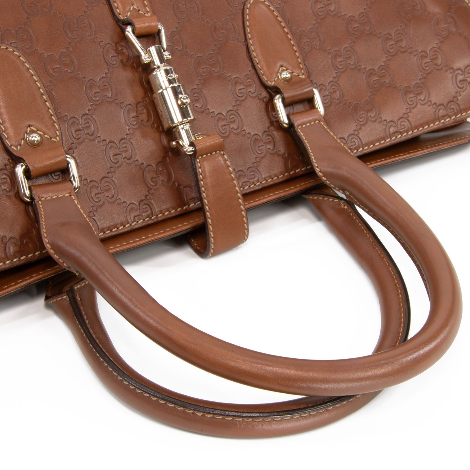 A4可 美品 GUCCI レザー ブリーフケース 茶 フラップ ロゴ金具 本物 送料無料 グッチ ハンドバッグ ビジネスバッグ ブリーフ